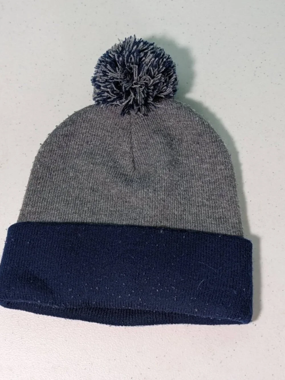 Labatt Blue Imported Beer Pom Pom Beanie Stocking Cap Blue & Gray